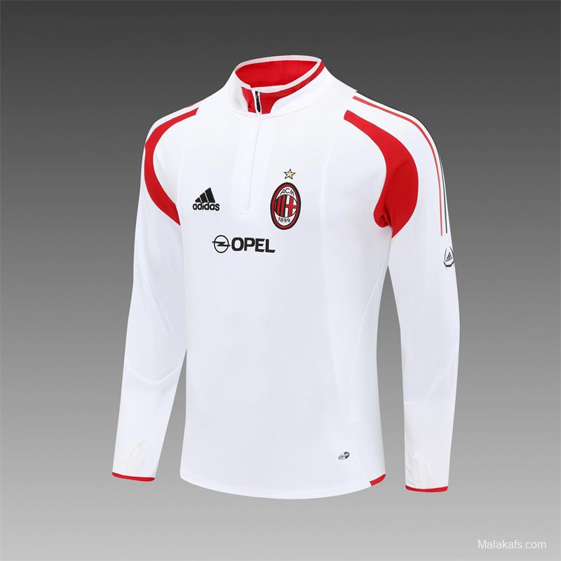 Retro 04/05 AC Milan White Half Zipper Jacket+Long Pants