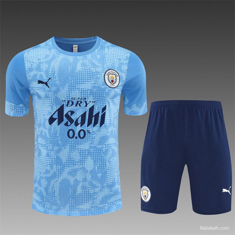 25/26 Manchester City Light Blue Camouflage with XS Short Sleeve+Soccer Shorts
