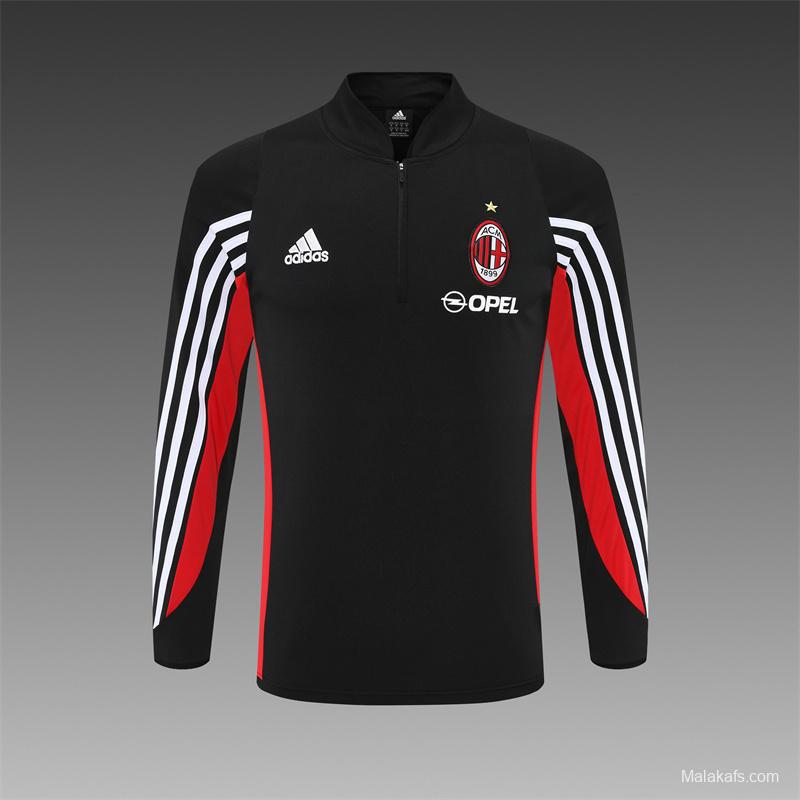 Retro 03/04 AC Milan Black Half Zipper Jacket+Long Pants
