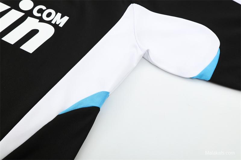 Retro 08/09 Real Madrid Black Half Zipper Jacket+Long Pants