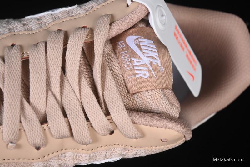 Nike Air Force 1'07 Low Knit Khaki Casual Sneakers - CI0051-200