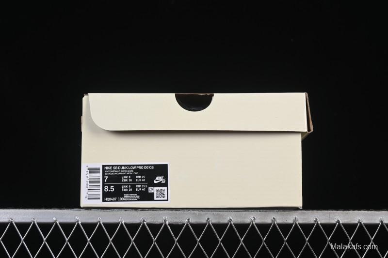 Nike Supreme x Dunk SB Dunk Low White Low-Top Casual Skate Shoes - HQ8487-100