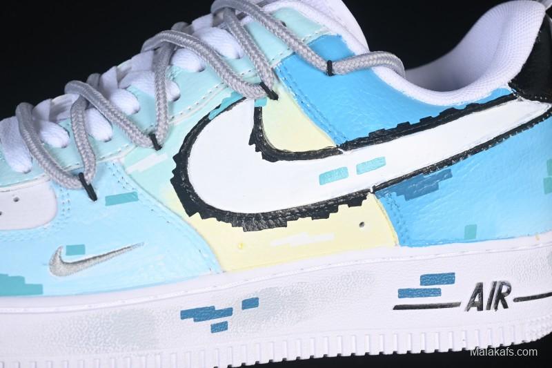 Nike Air Force 1'07 Low Hand-drawn Graffiti Electric Blue Tone Casual Sneakers - FB8917-300