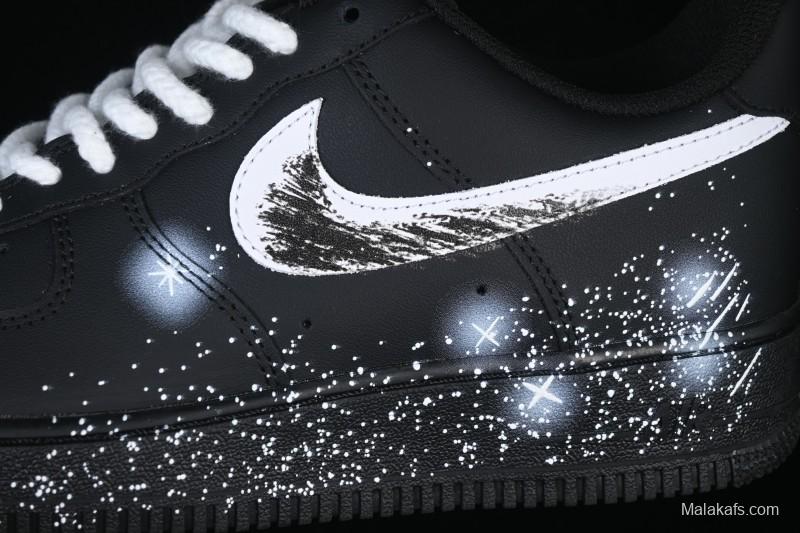 Nike Air Force 1'07 Low Two-Dimensional Theme Black Space Casual Sneakers - ZH0316-101