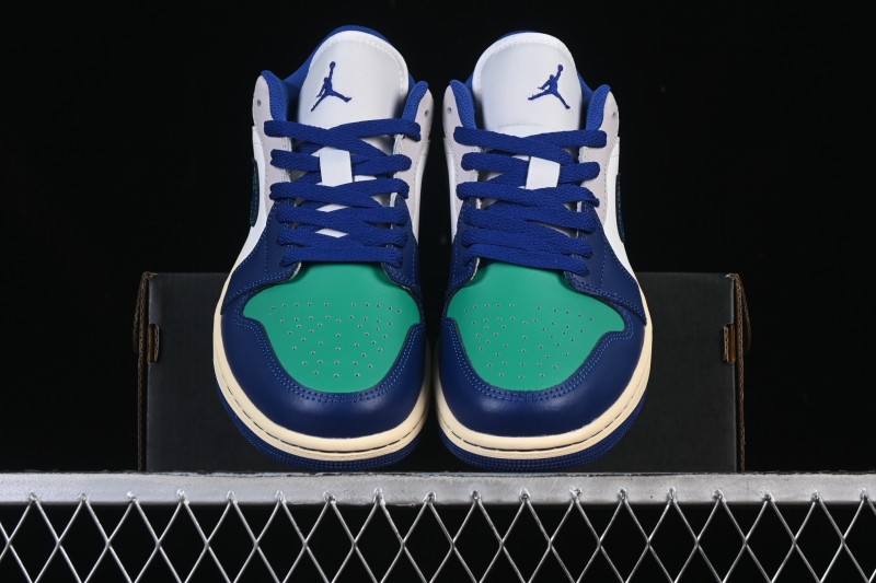 Nike Air Jordan 1 Low AJ1 Blue Green Colorway Low-Top Casual Skate Shoes - 553558-147