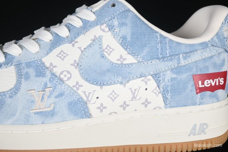 Nike Air Force 1 '07 Low Levi's White Light Blue Casual Sneakers - YF9511-814