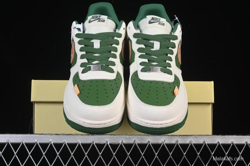 Nike Air Force 1 '07 Low Stone Island Collaboration Beige Green Floral Casual Sneakers - JP8028-010