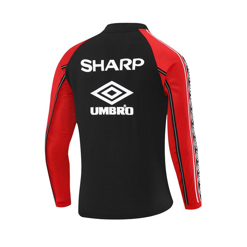 Retro 98/99 Manchester United Black Half Zipper Jacket+Long Pants