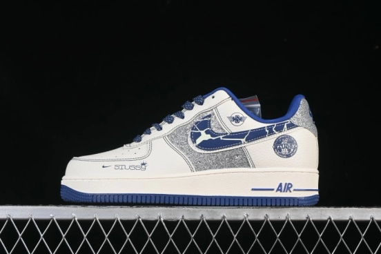 Nike Air Force 1 '07 Low Stussy Collaboration Double Swoosh Iridescent Low-Top Casual Skate Shoes - DD1982-306