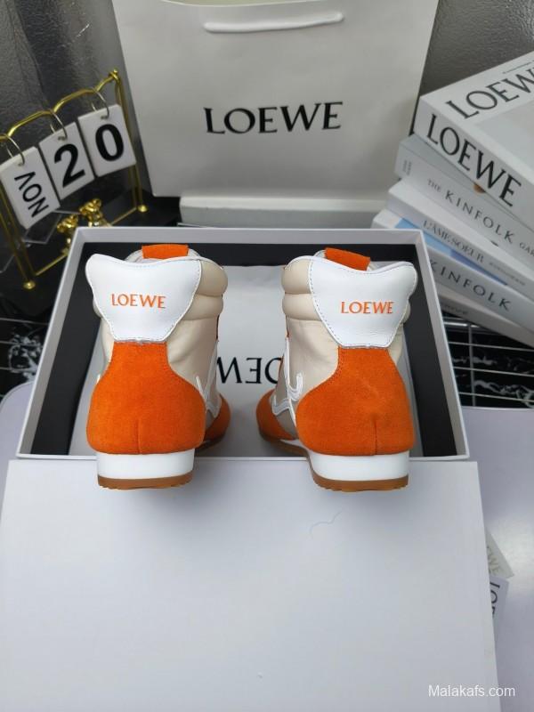 LOEWE High-Top German Training Sneakers Retro Fashion Casual White Shoes - LY00330