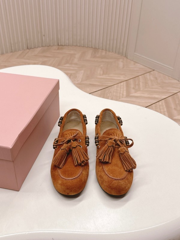 Miu Miu Fall/Winter 2025 Tassel Loafer Mule with Beaded Accents - LY00330