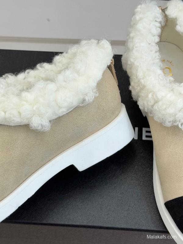 Chanel 2025/SS Double C Color-Block Shearling Snow Boots - KFY00270