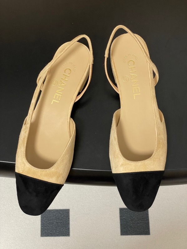 Chanel Sling-back Two-tone Suede Flats/Heels - KFY00280