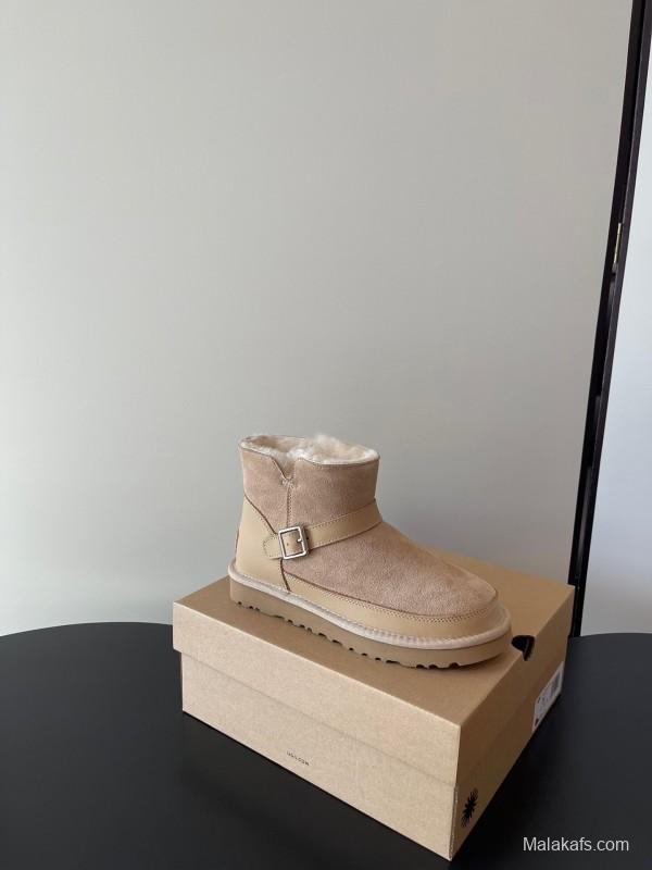 UGG 4512 Latest Buckle Flat Sole Premium Wool Anti-Slip Snow Boots - AS00290