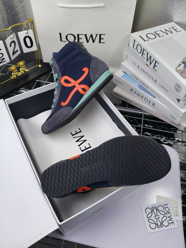 LOEWE High-Top German Training Sneakers Retro Fashion Casual White Shoes - LY00330