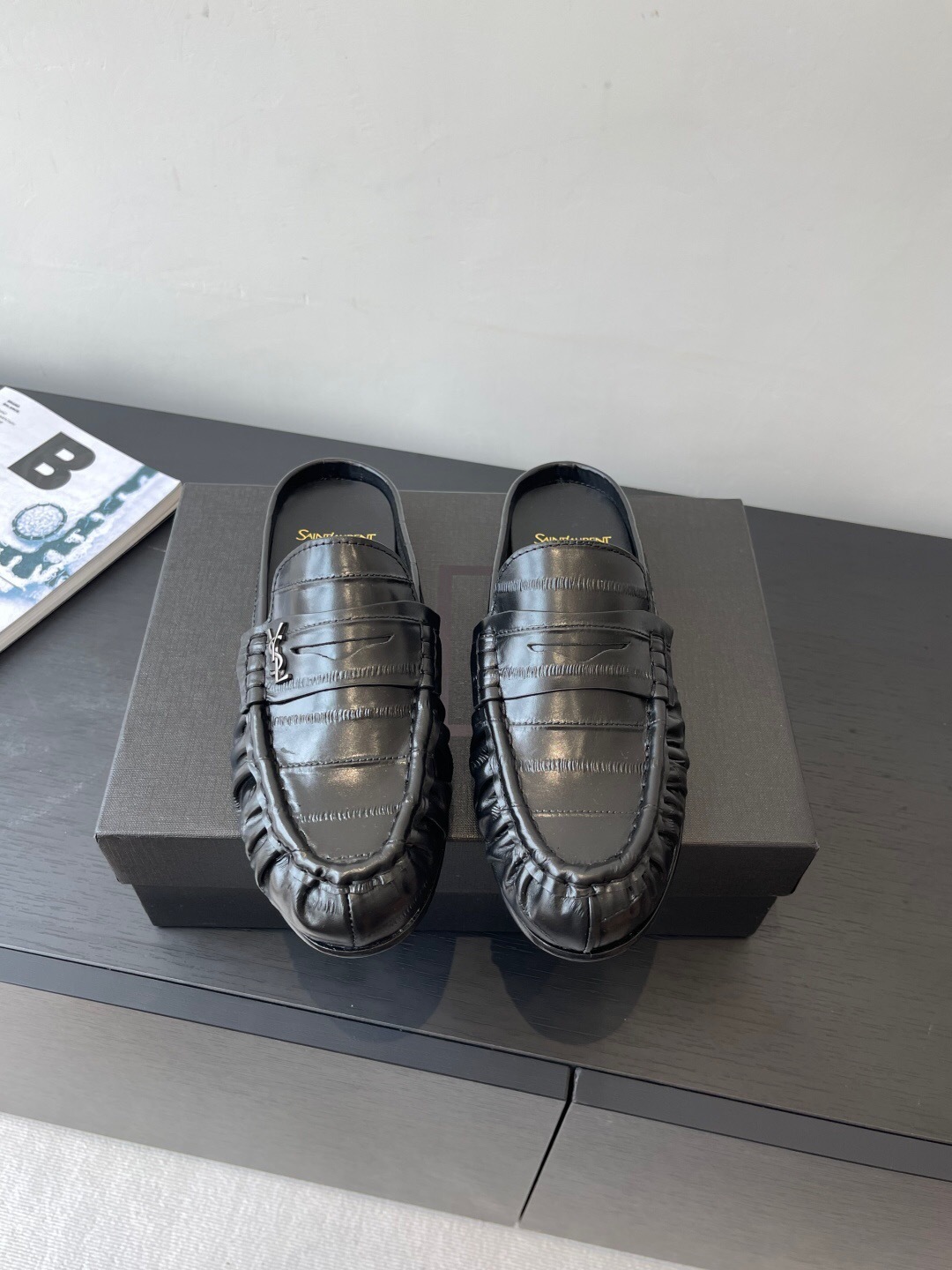 Saint Laurent Classic Loafer Half-Drag Mule Shoes - KF Y00350