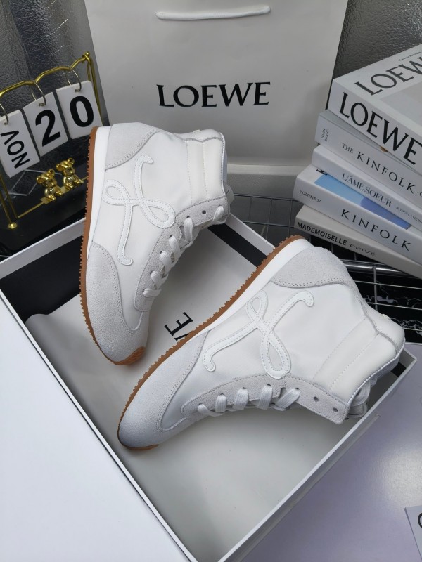 LOEWE High-Top German Training Sneakers Retro Fashion Casual White Shoes - LY00330