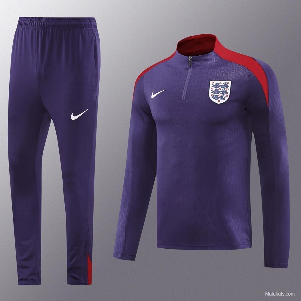2025 England Purple Half Zipper Jacket+Long Pants