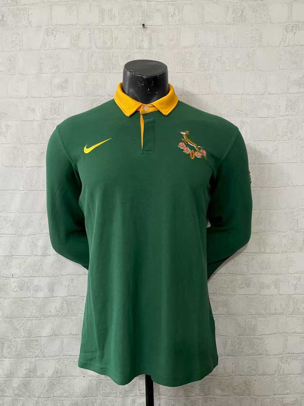 2026 South Africa Green Long Sleeve Polo Rugby Jersey