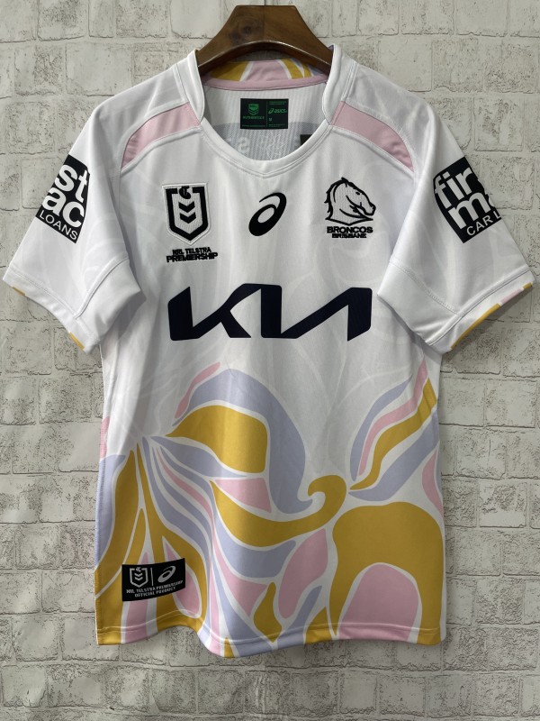 25/26 Brisbane Broncos White with Golden Pink Wave Jersey