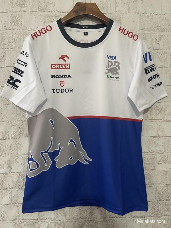 2025 F1 Red Bull Racing White and Blue with Silver Bull Logo Jersey