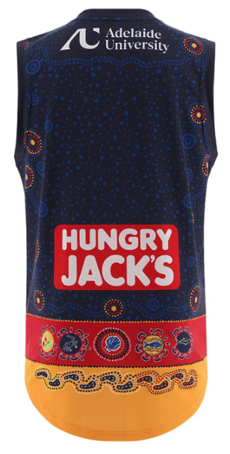 25/26 Adelaide Crows Navy with Indigenous Aboriginal Art Crow Design Guernsey