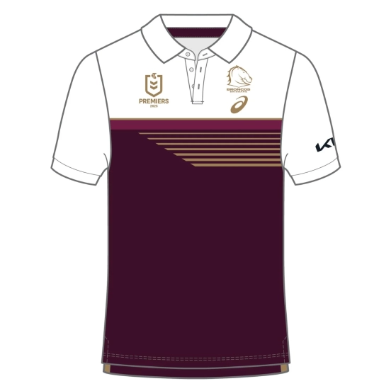 25/26 Brisbane Broncos  Maroon with White Yoke and Gold Speed Stripes Premiers 2025 Jersey