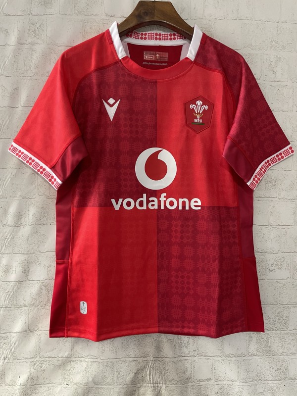 2026 Wales home Red with Vertical Stripe Pattern Jersey