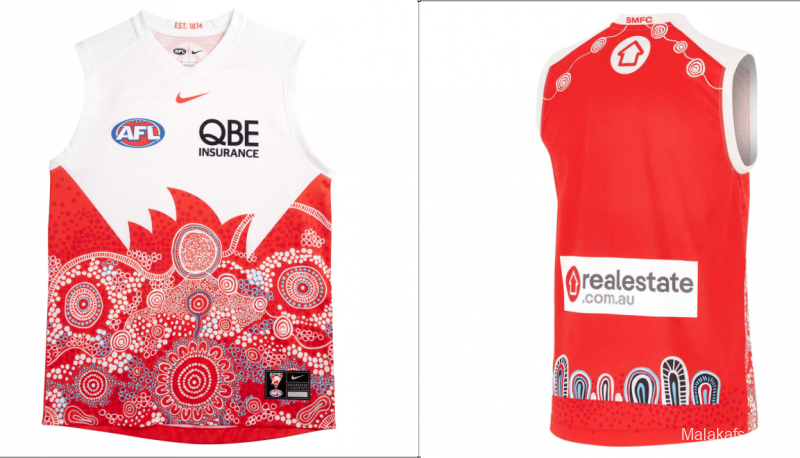 25/26 Sydney Swans White with Red Aboriginal Art Jersey