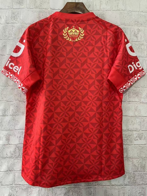 2026 Tonga Rugby League Red with Traditional Polynesian Geometric Pattern Jersey