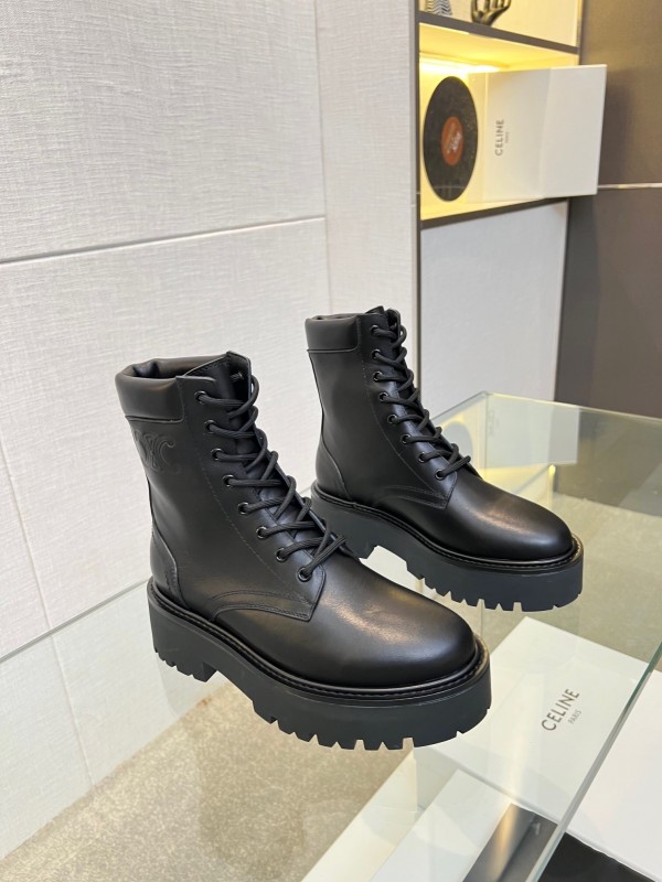 Celine BULKY TRIOMPHE Lace-Up Boots with Calfskin Upper - L Y00340