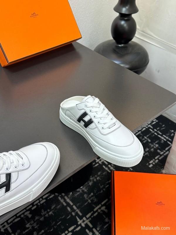 Hermès Deep Series Couple White Sneakers Casual Skate Shoes - AS00320