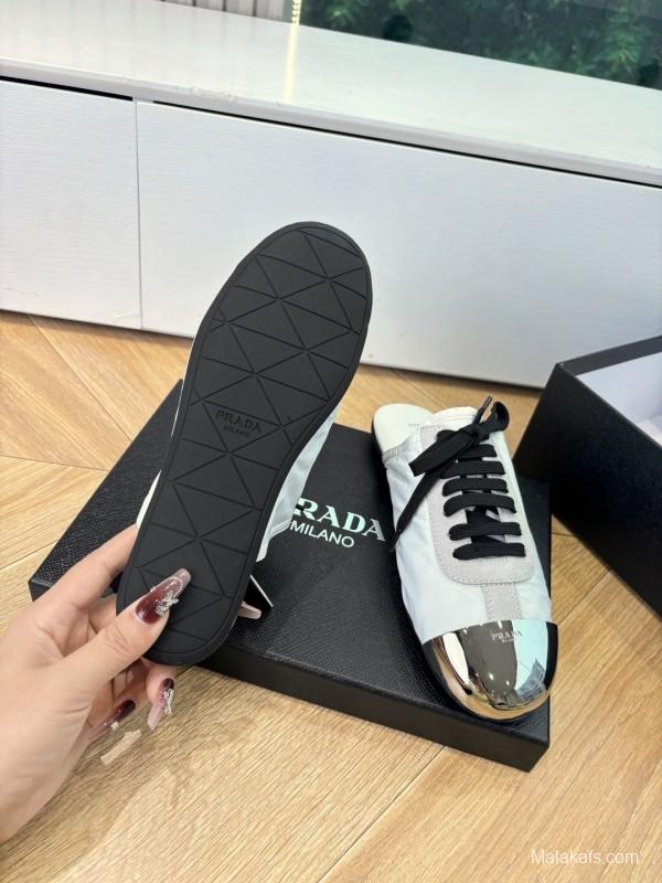 Prada Metal Toe Thin Sole Trainer Casual Shoes - LY00270