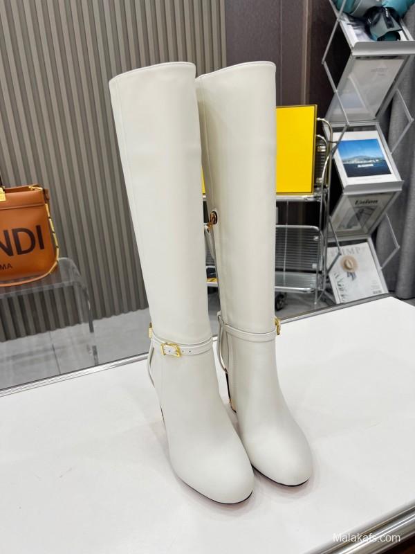 FENDI Delfina Round Toe Boots with FF Buckle - LY00520