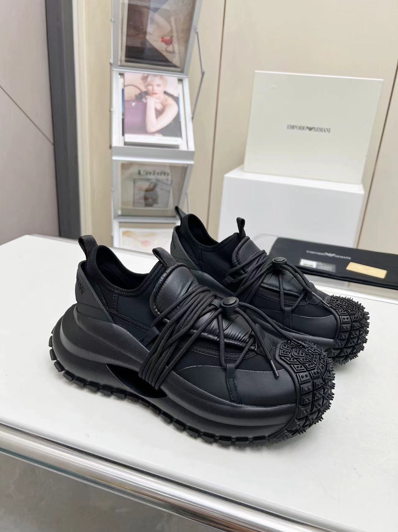 Armani 2025/SS Men's Sneakers with Tire Sole and Drawstring Design - LY00420