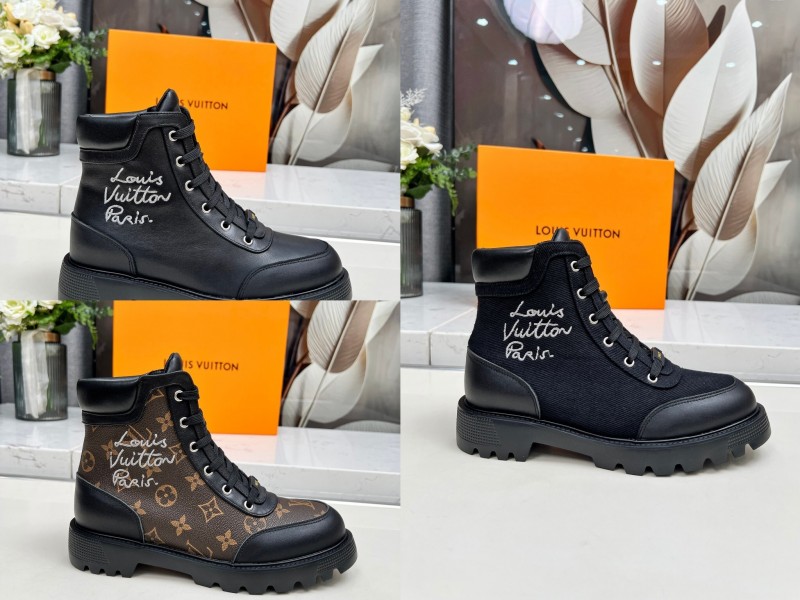 Louis Vuitton Territory Flat Boots with Monogram Embossing and Metal Eyelets - LY00310