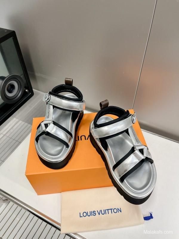 LV 2025/SS High-End Fashion Versatile Platform Sandals with Thick Sole for Height Increase and Slimming Effect - LY00