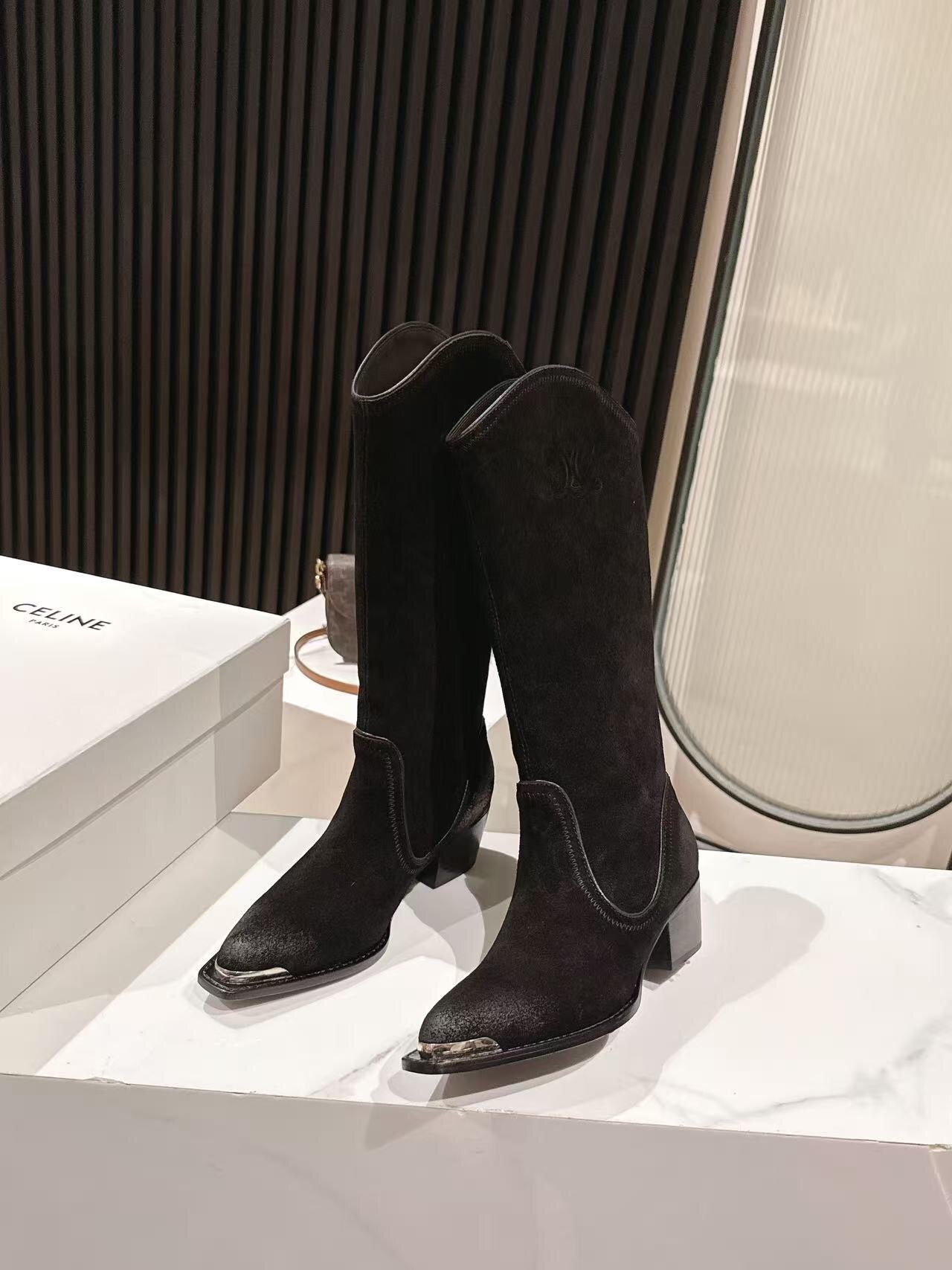 CELINE 2025 SS Fashion Boots with Arch of Triumph Logo - LY00500
