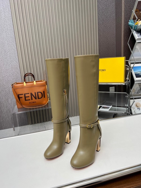 FENDI Delfina Round Toe Boots with FF Buckle - LY00520