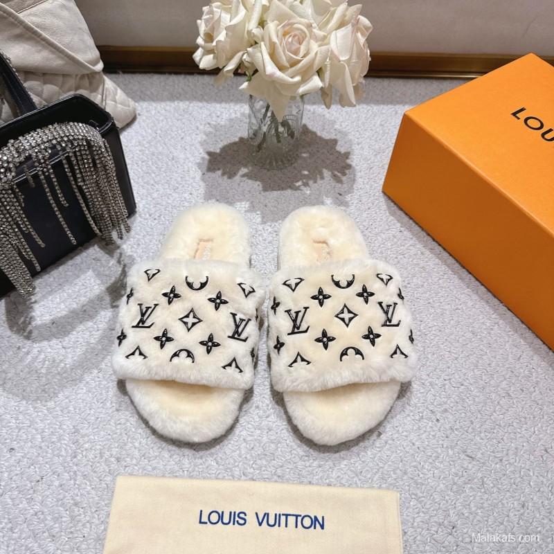 Lv 2025/ss Wool Lazy Slippers - LY00240