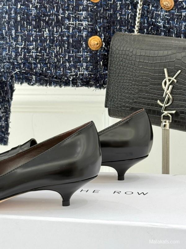 The Row Kitten Heel Pointed Toe High Heels Minimalist Design - KFY00320