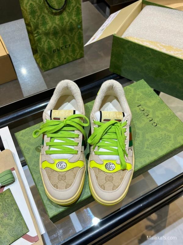 Gucci Distressed Sneakers 2025 SS Retro Design with Metal GG Logo - AS00270