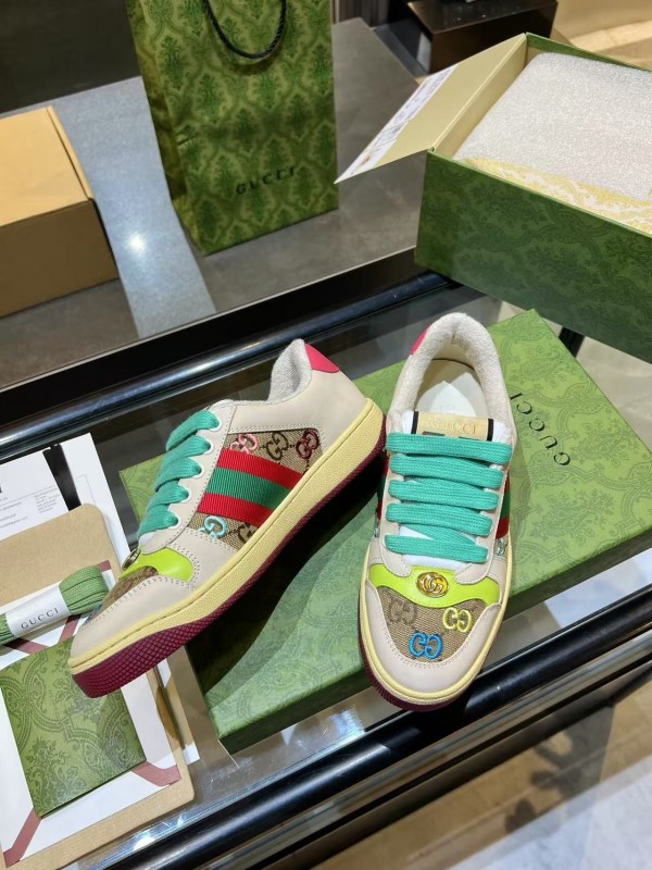 Gucci Distressed Sneakers 2025 SS Retro Design with Metal GG Logo - AS00270