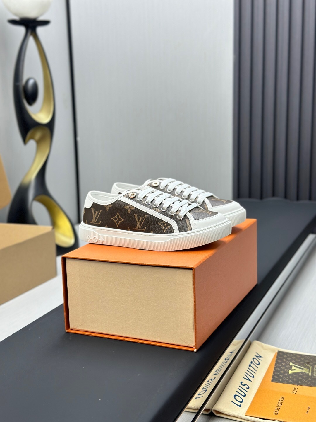 Louis Vuitton Time Out Series Animal Print Casual White Sneakers - AS00260