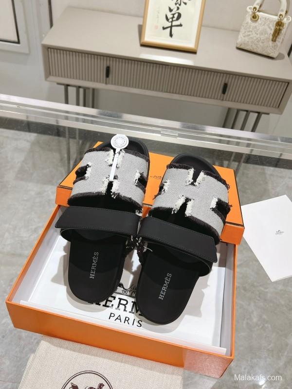 H Sandals 2025SS Latest Official Two-Uncle Flowy Tassel Sandals - LY00270