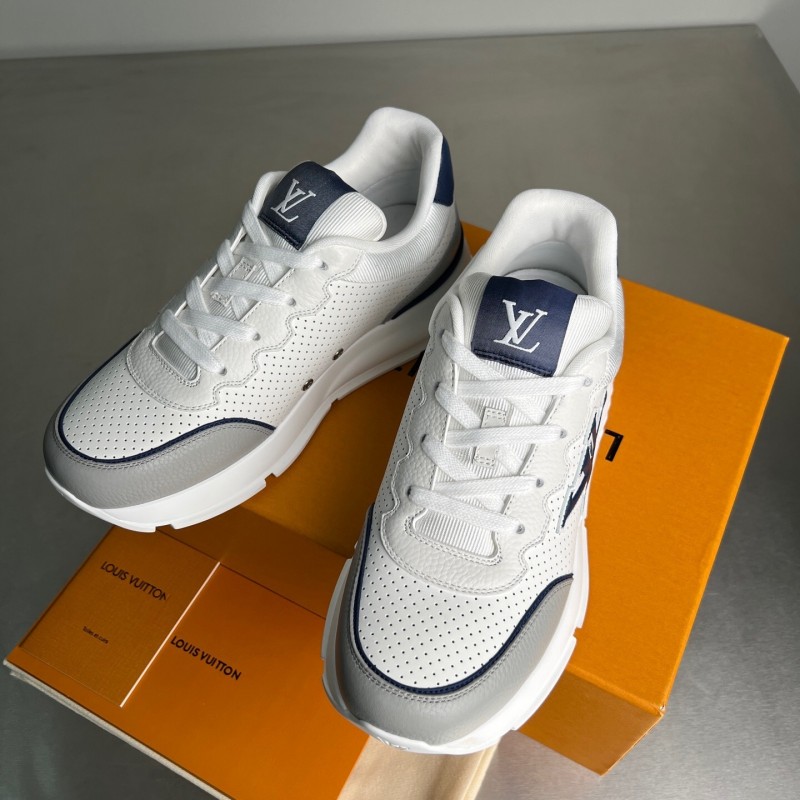 Lv Classic Leather Round Toe Lace-Up Low Top Casual Shoes - YC