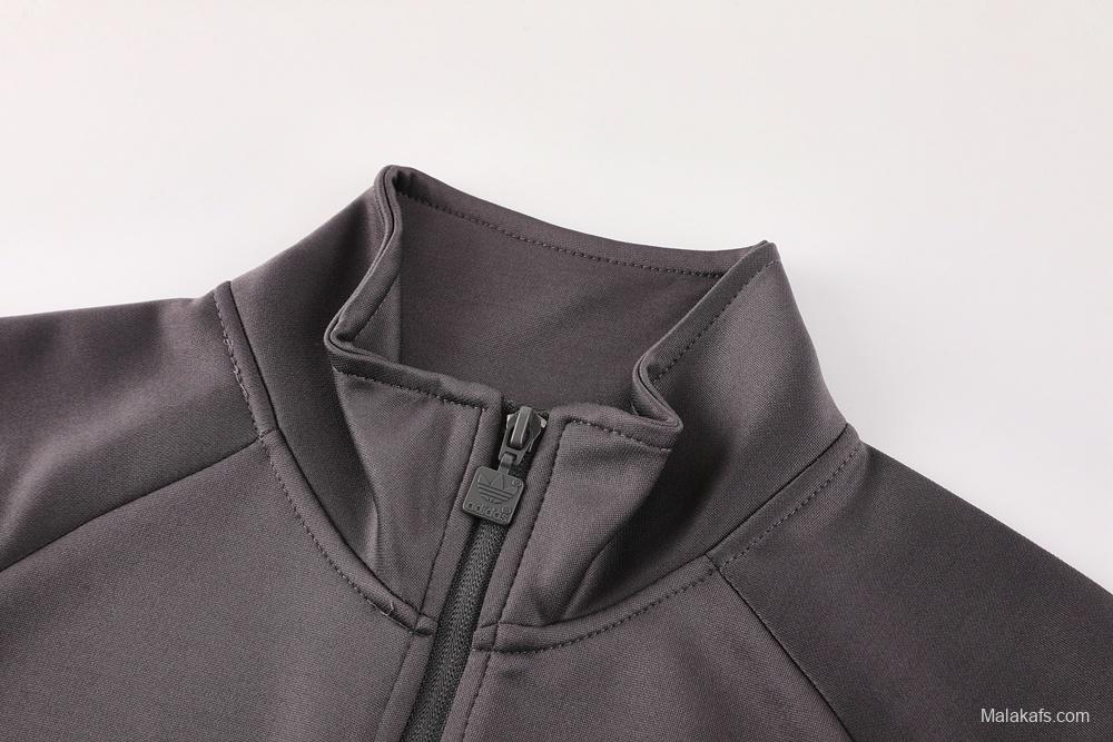 25/26 Real Madrid Light Grey Full Zipper Jacket+Long Pants