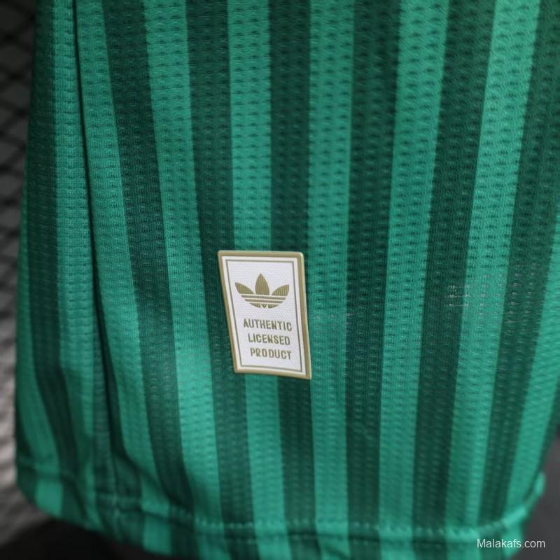 Player Version 2026 Algeria Home Green with Vertical Stripe Pattern Jersey