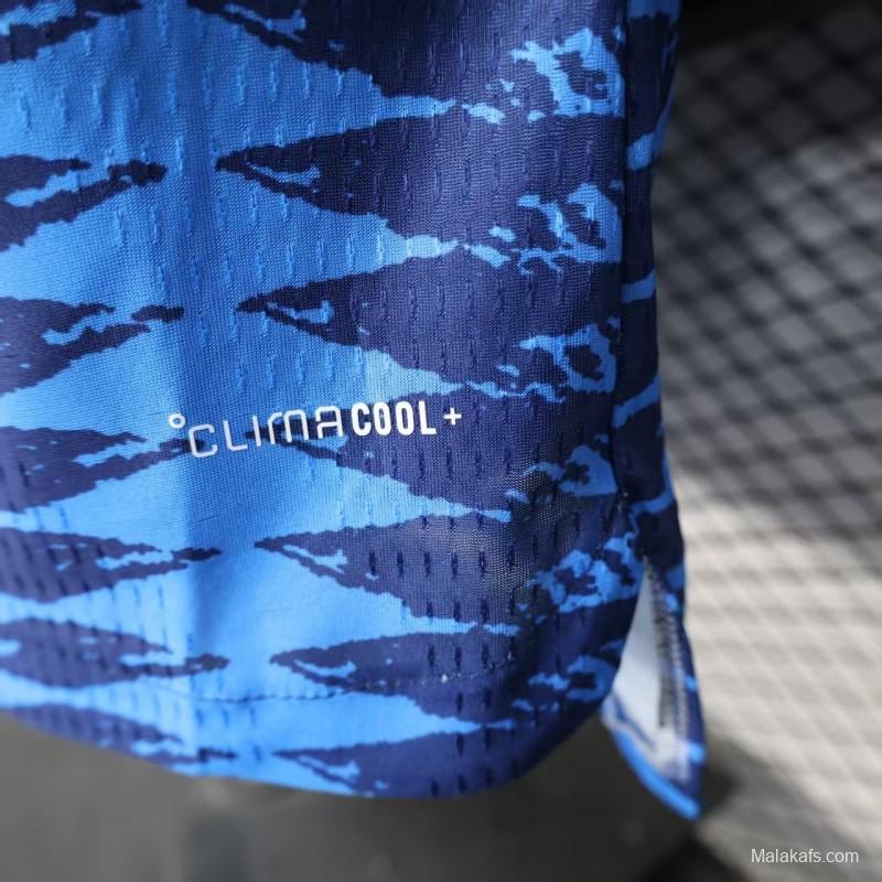 Player Version 2026 Colombia Away Blue with Zigzag Wave Pattern Jersey