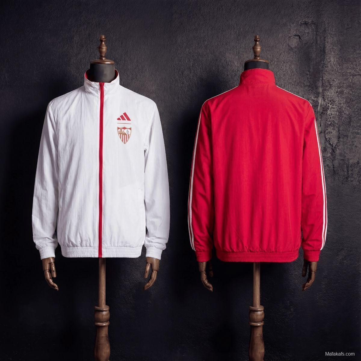 2026 Sevilla FC Red And White Reversible Full Zipper Jacket